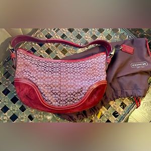 COACH Signature Sufflette Burgundy cloth mini bag